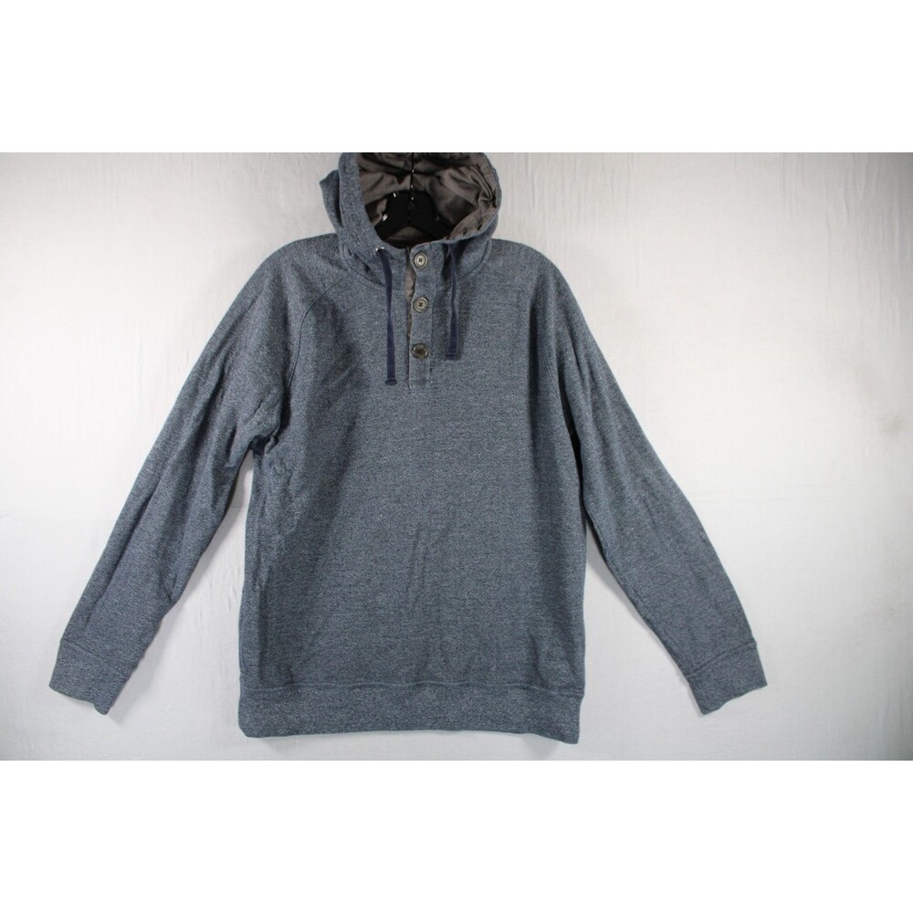 Banana Republic Hoodie Men's Large Gray Henley Pullover Long Sleeve Sweatshirt